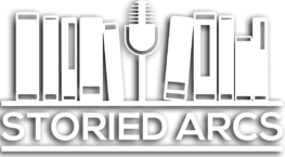 The logo for the Storied Arcs podcast